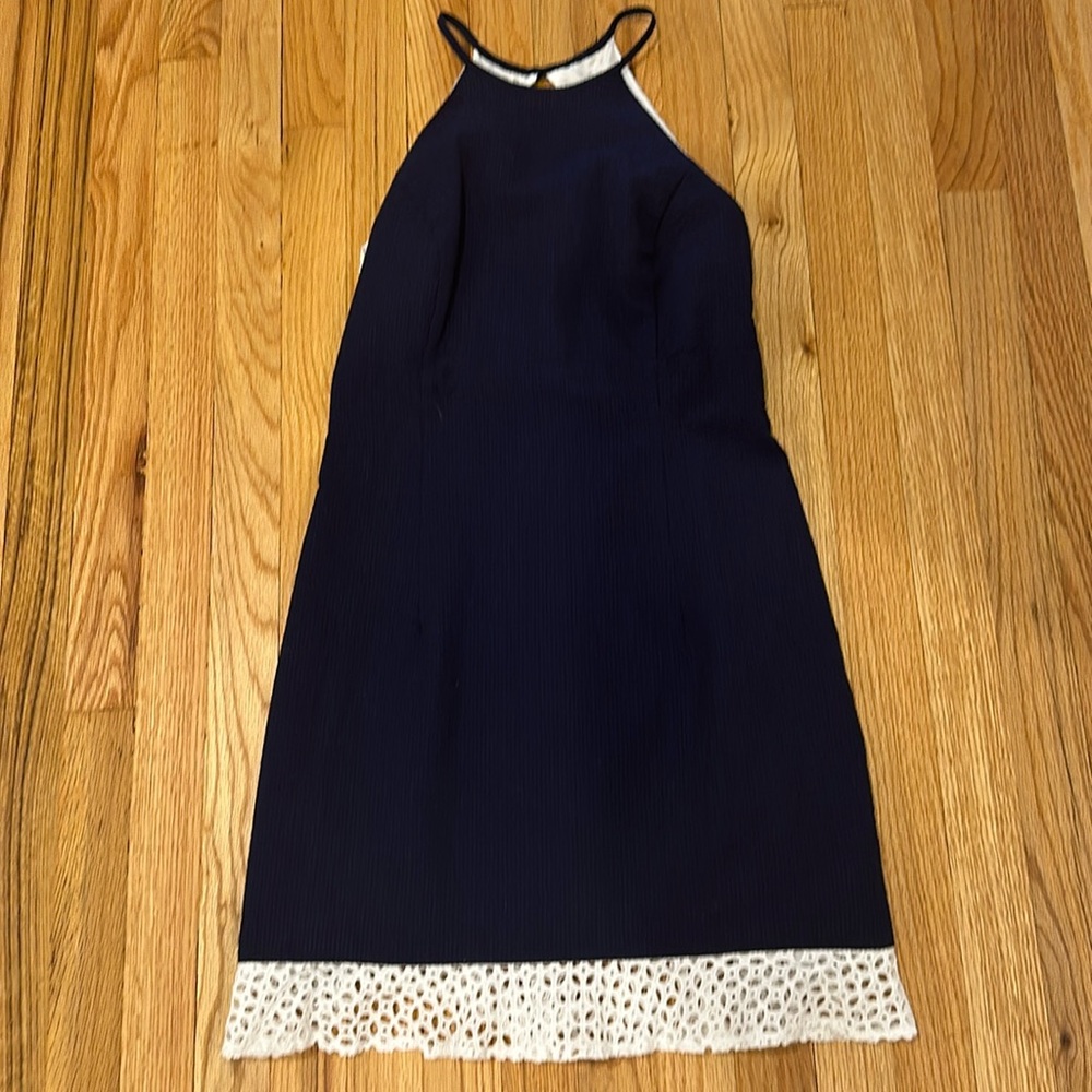 Lauren James navy seersucker Dress